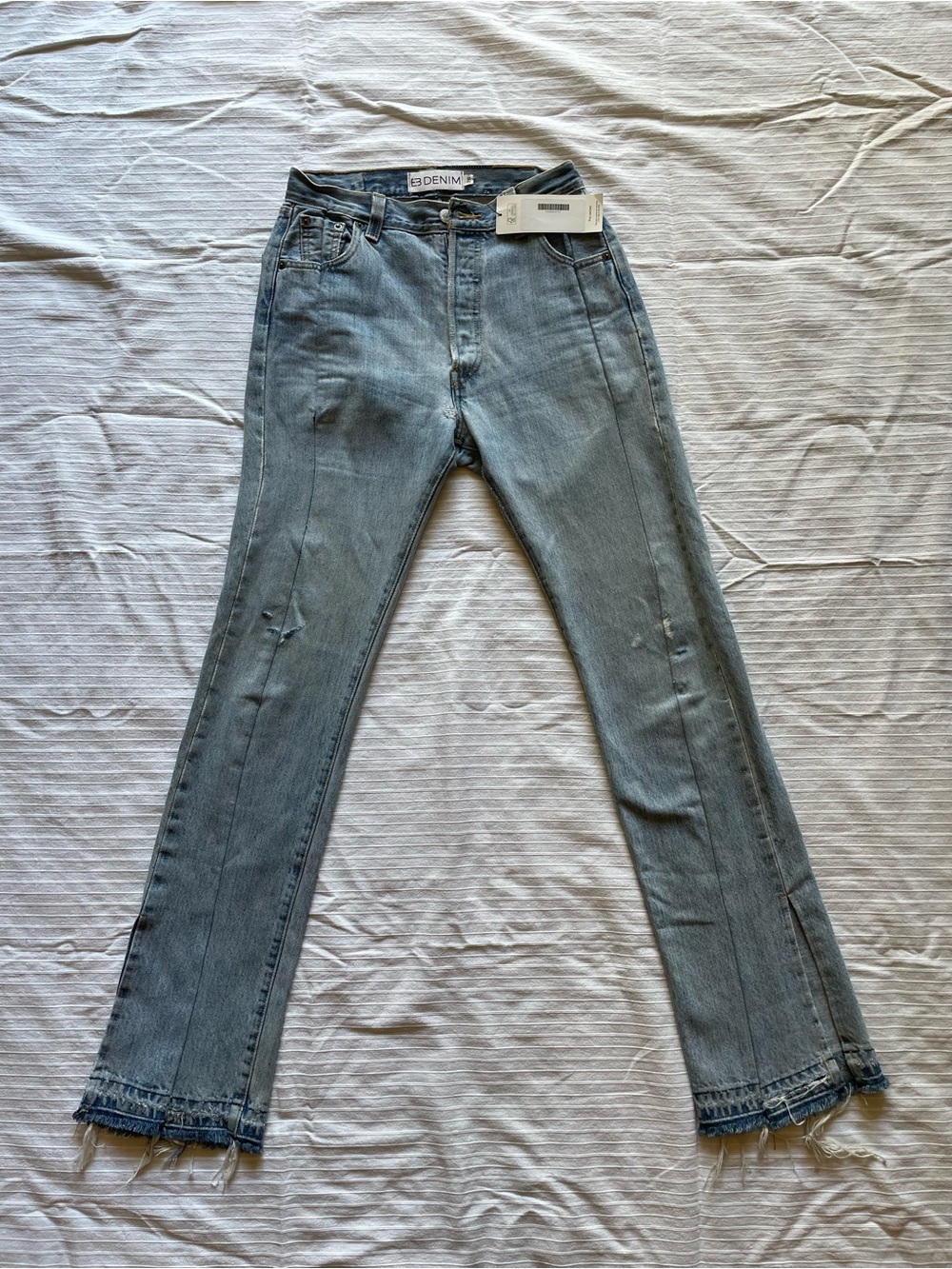 EB Denim Light Blue Reconstructed Button-Fly Flare Jeans - Picture 2 of 7